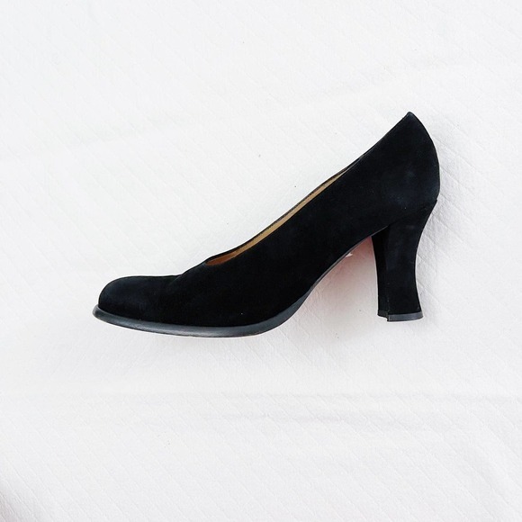 Hobbs VTG Black Suede Pump Round Toe sz39.5 - Picture 3 of 11